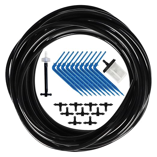 Solar Automatic Drip Irrigation Kit System, JIYANG Solar Powered Auto Easy DIY Watering Device Supported Pots Plants, 6-12 Timing Modes With Anti-Siphoning Device (Expansion Kit/Extra Accessories Kit)