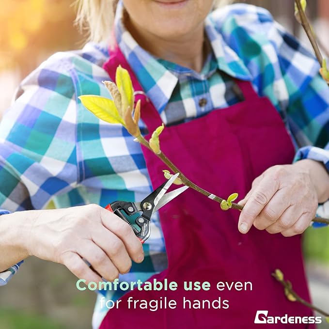 Gardeness Straight SK5 Steel Pruning Shear Garden Scissor Flower Leaf Trimmer Floral Fruits Picking Ultra Sharp Gardening Snips Bonsai Cutter Durable Effort-saving Clippers, Hand Pruners, Multipurpose