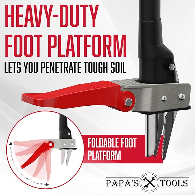 Papa's Tools Weeder - Stand Up Weed Puller Tool Made with Long Wooden Handle - Real Bamboo & 4-Claw Steel Head - Easily Remove Weeds Effortlessly Without The Need to Tug, Bend, Or Flex, (Metal)