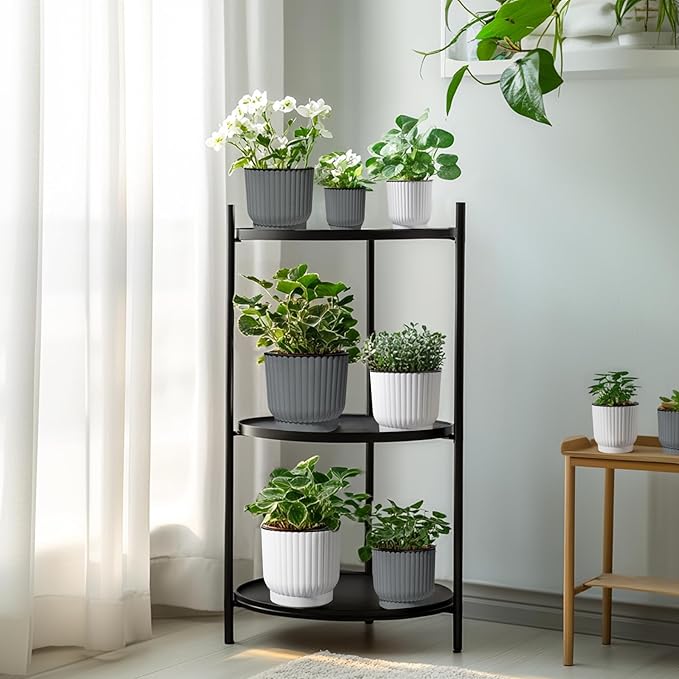 T4U 6 Inch Self Watering Pots for Indoor Plants, 6 Pack Planters for Indoor Plants, Durable Plastic Charcoal Gray Pots for Indoor Plants, African Violets, Flower