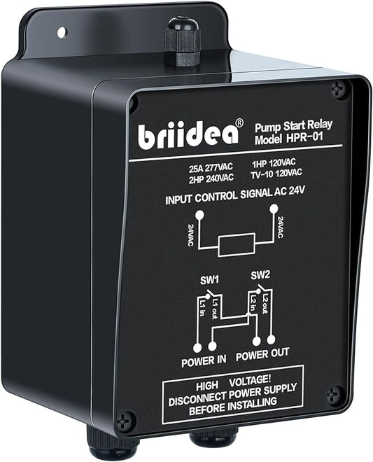 Briidea Pump Start Relay Sprinkler System 1-2 HP at 120/240V
