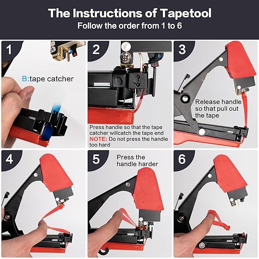Plant Tying Machine, Vine Tying Tool, Plant Tape Gun with 21 Rolls Tape, Spare Blades and 10000 PCS Staples, Gardening Tape Tool for Climbing Plants,Grapes and Vegetables Flowers