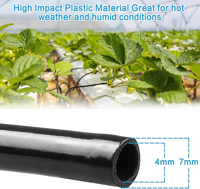 JAYEE 100Ft 1/4 Inch Drip Irrigation Tubing with 33 Pcs Drip Irrigation Parts - 10 Couplings, 10 Tees, 4 Elbows, 4 4-way Couplings, 5 End Plugs - Drip Irrigation Hose Kit for Drip or Sprinkler Systems