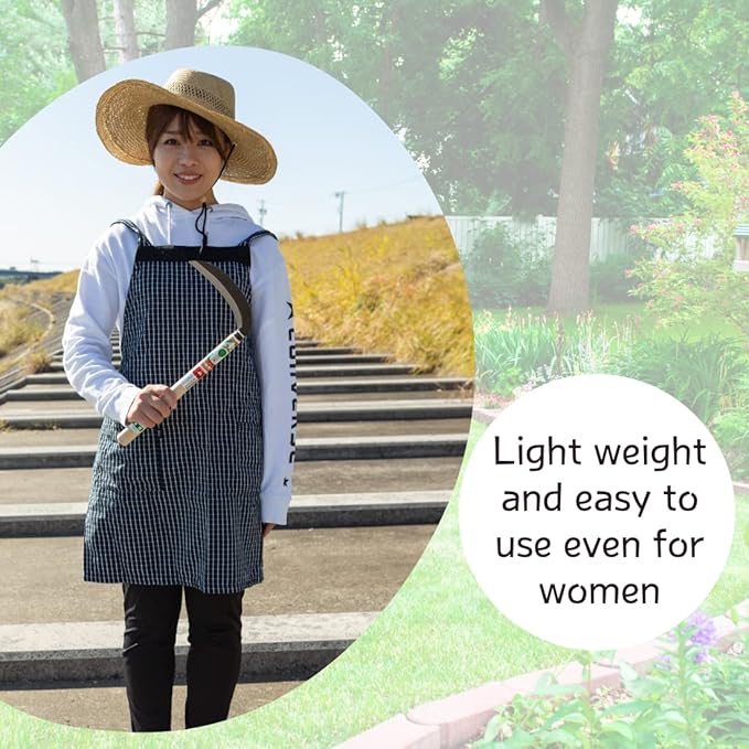 Japanese Weeding Sickle (Thin Blade) High Grade Steel Blade (Blue Steel No.2) Hand Tool for Gardening, Weeding and Farming, Light Weight, Blade Length 7.09inch