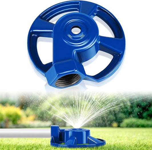 Domensi 1 Pack Cast Iron Circular Spot Sprinkler Reliable Metal Sprinkler American Threaded Joints Water Sprinkler for Lawn Garden Yard Irrigation System, Blue