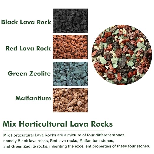 11 Pounds Mix Horticultural Lava Rocks, 3-6 mm Lava Rocks for Plants, Bonsai Rocks Horticultural Grit Soil Cover Gravel for Succulents and Hydroponics, Fairy Gardening, Top Dressing, Plant Drainage