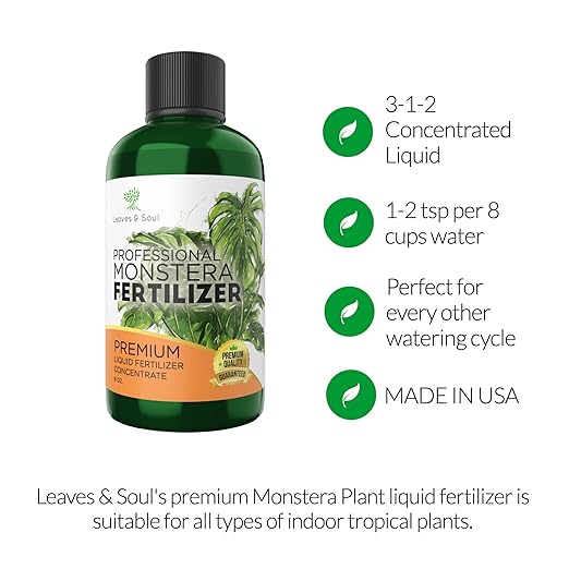 Professional Monstera Plant Fertilizer | 3-1-2 Concentrate for Plants and Flowers | Multi-Purpose Blend & Gardening Supplies | 8 oz Bottle