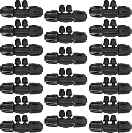 1/2 Inch to 1/4 Inch Tubing Irrigation Fittings for (1/2'' ID x 0.60''-0.63'' OD) 16mm Drip Tubing, Anti Leak Lock Barbed Tee Connectors (20Pcs Lock Barbed Tee 4-Way Buckle Black)