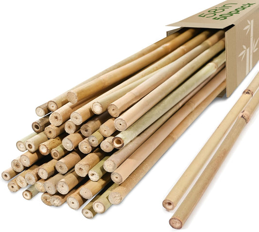 Bamboo Stakes for Plants, 50 Pack Bamboo Stakes 5 Feet(58in, Approx 5FT), Natural Garden Stakes for Tomatoes and Climbing Plant Support, Sturdy Bamboo Plant Stakes