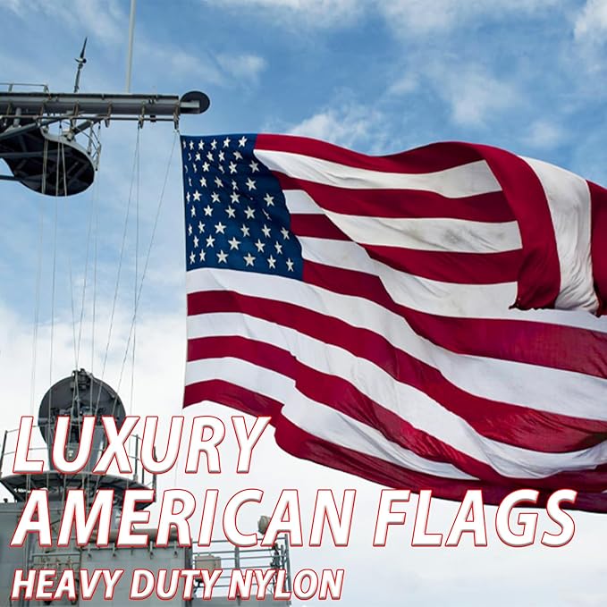 AZCOVER American Flag 12x18 FT Luxury Us Flag for Outside Made in USA Heavy Duty Nylon American Flags for Outdoor with Embroidered Stars Sewn Stipes and Brass Grommets All Weather Lasting United