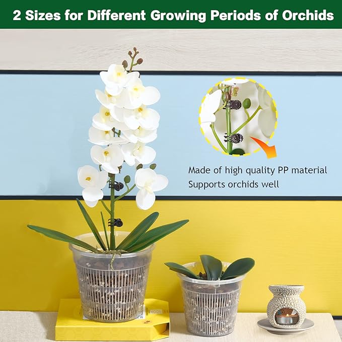 Orchid Pot, 12 Pack Orchid Pots with Holes, 5.5in and 4.5in Clear Orchid Pots for Repotting, Breathable Slotted Orchids Planter, Plastic Flower Plant Pot Indoor