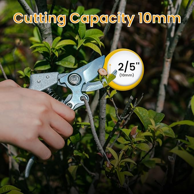 Goture Garden Shears 2Pcs, Pruning Shears for Gardening, SK5 Garden Shears Pruning, Silver Garden Scissors Tools