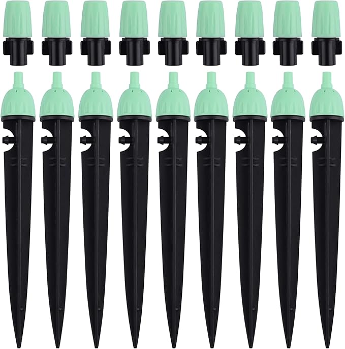 Kalolary 1/4 Inch Drip Irrigation Emitters, 20PCS Micro Spray Irrigation Drippers for 4/7mm Tube Adjustable 360 Degree Water Flow Sprinklers Garden Irrigation Sprayer for Potted Plants Watering System