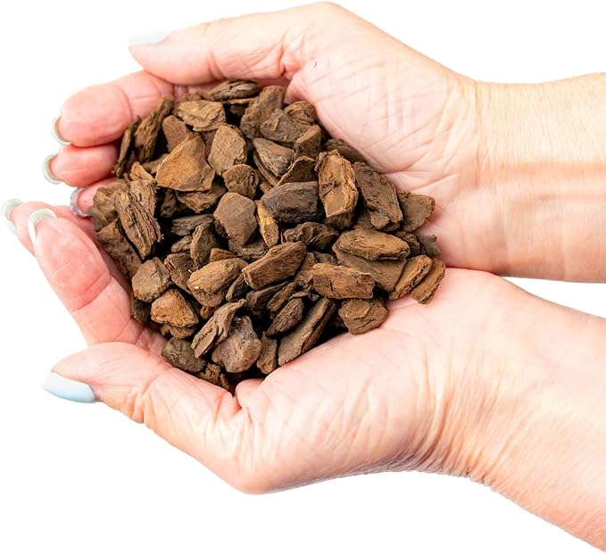 New Zealand Pinus Radiata Bark - Organic Hand Mixed New Zealand Orchiata Pine Bark for Orchids - Medium Chips 9-12mm - 1 Quart Bag