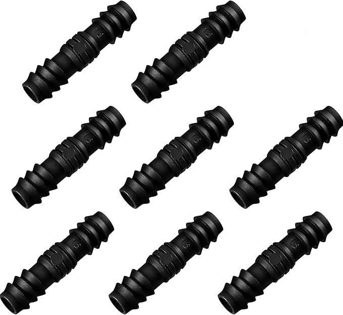 Maitys 8 Pieces Drip Irrigation Barbed Tee Fittings 1/2 Inch Universal Barbed Tee Fittings Connectors Drip Plastic Soaker Hose Connectors Hose End Stop, Black(Joiner)