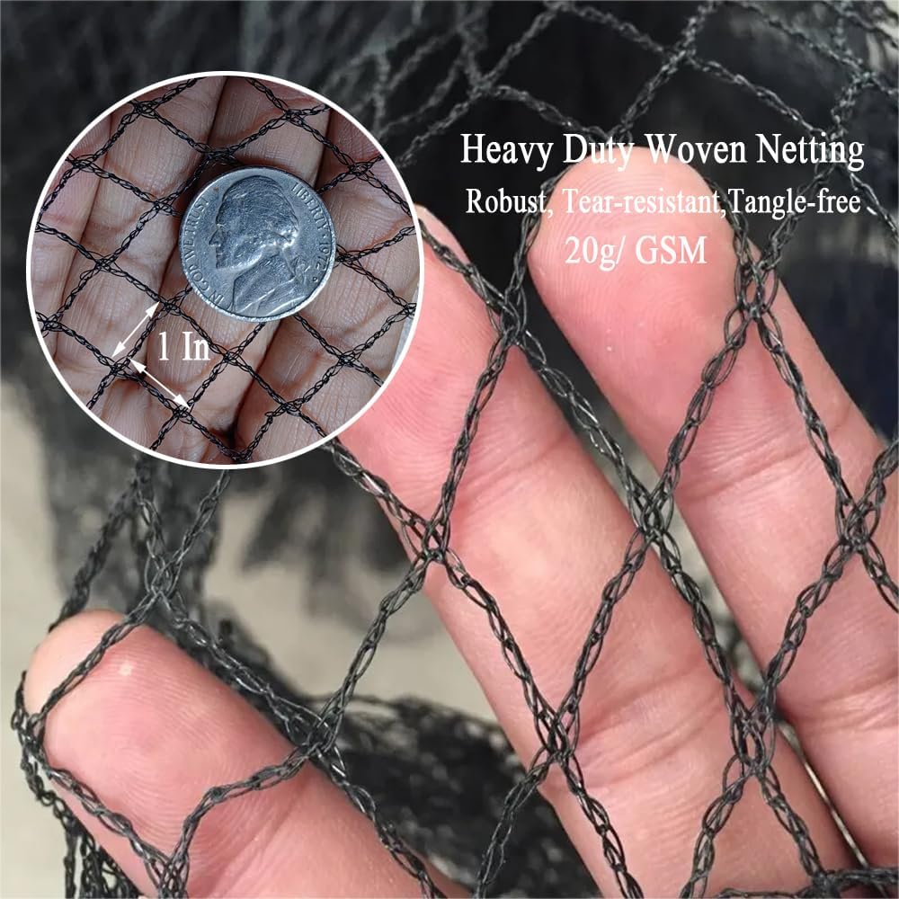 Bird Netting 50x50 Ft, 1 in Mesh Heavy Duty Garden Netting Pest Barrier for Plants, Fruit Trees, Vegetables, Extra Strong Woven Mesh Netting, Animal Fencing Against Birds, Deer, Poultry
