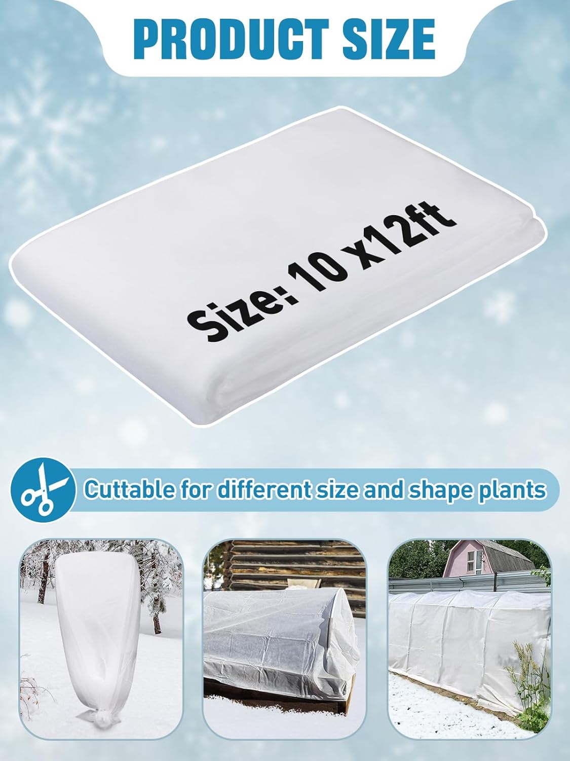 Alphatool Plant Covers Freeze Protection - 10 ft x 12 ft Frost Cloths Blankets for Outdoor Plants, 1.0oz/yd² Non-Woven Fabric Floating Row Cover, Thick Garden Covers for Raised Beds