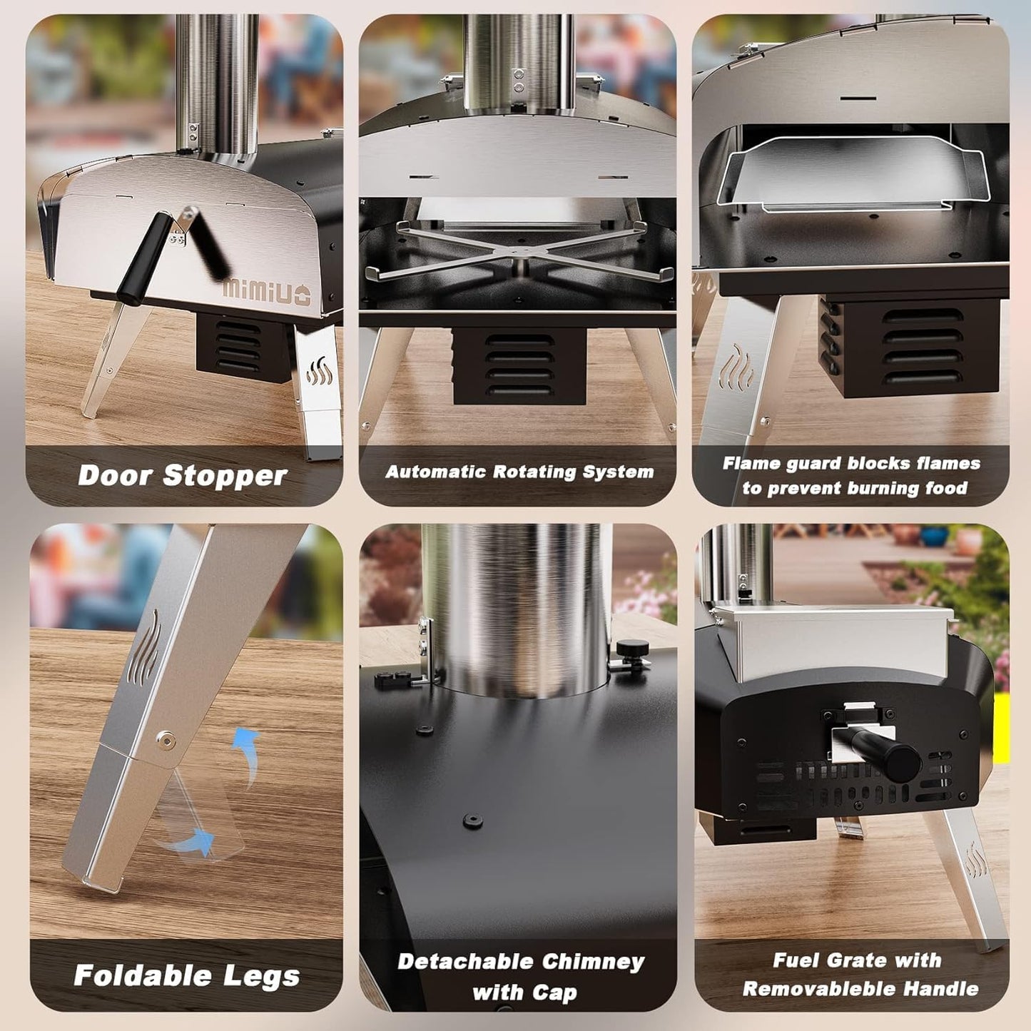 Outdoor Pizza Oven Wood Pellet Fired Pizza Stove with Automatic Rotating System, Pizza Stone, Pizza Peel and Carry Bag (Tisserie W-Oven Series) - Global Patent