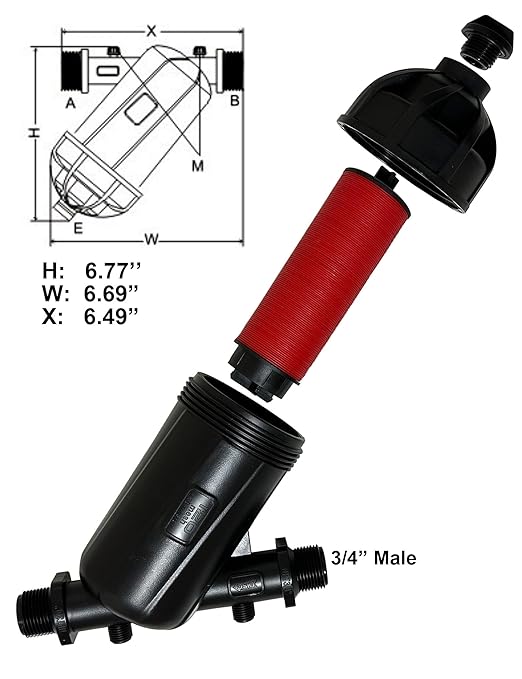 Drip Irrigation Disc Filter Y Filter - 120Mesh 3/4 inch Male Pipe Thread NPT for Lawn Garden Watering and Irrigation Hose Connectors - 1 Pcs
