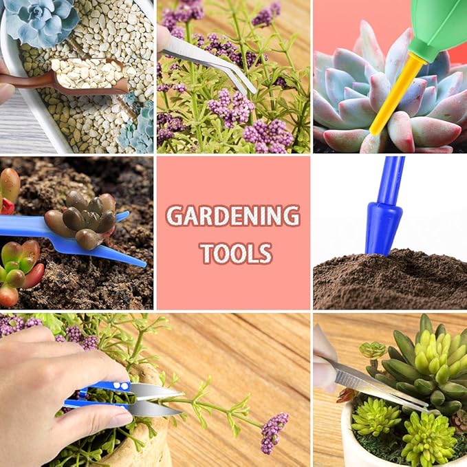 Succulent Tools Kit with Organizer Bag and Planting Operation Mat,Gardening Tool Set with Tote,Mini Succulent Garden Tool Kit Succulent Bonsai Planter Set Indoor Gardening,Miniature Indoor Planting