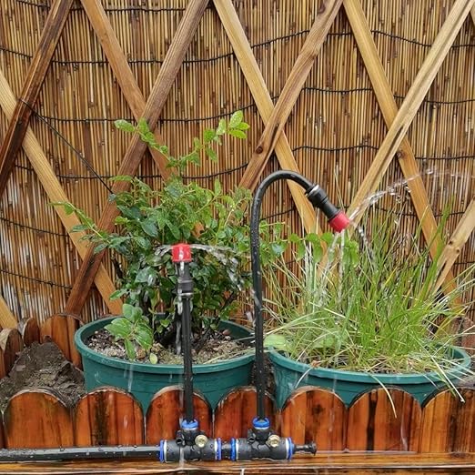 New Quick Connector Drip Irrigation Kits,Automatic Irrigation System with Replaceable 360-degree Bending Dropper,Eight Hole Red Nozzle for Watering System for Garden Plant Lawn Patio.(8-Hole Nozzle)