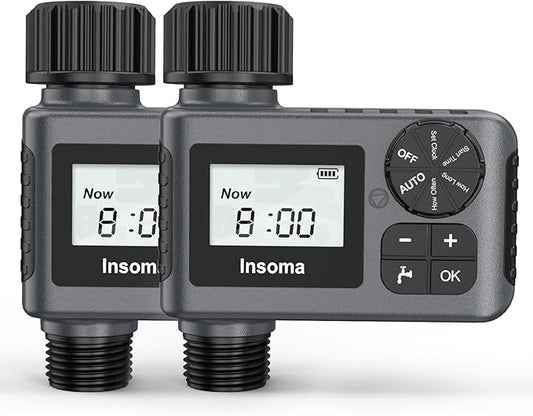 2 PCS Water Timer for Outdoor Garden Hose, Water Sprinkler Timer with Rain Delay/Manual/Automatic Drip Irrigation and Lawn Watering System for Yard