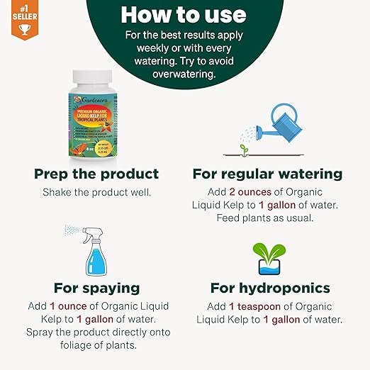 Organic Liquid Kelp Fertilizer for Tropical Plants - 16 oz - Revitalize Your Tropical Plants with Natural Seaweed Goodness