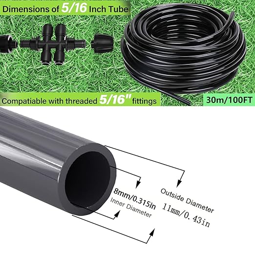 65Ft 5/16" Dropper Blank Distribution Tube Irrigation Kit with 4Pack6 Fast Coupling Coupler for DIY Garden Irrigation System,Dropper and Drip Irrigation System kit (20 m)