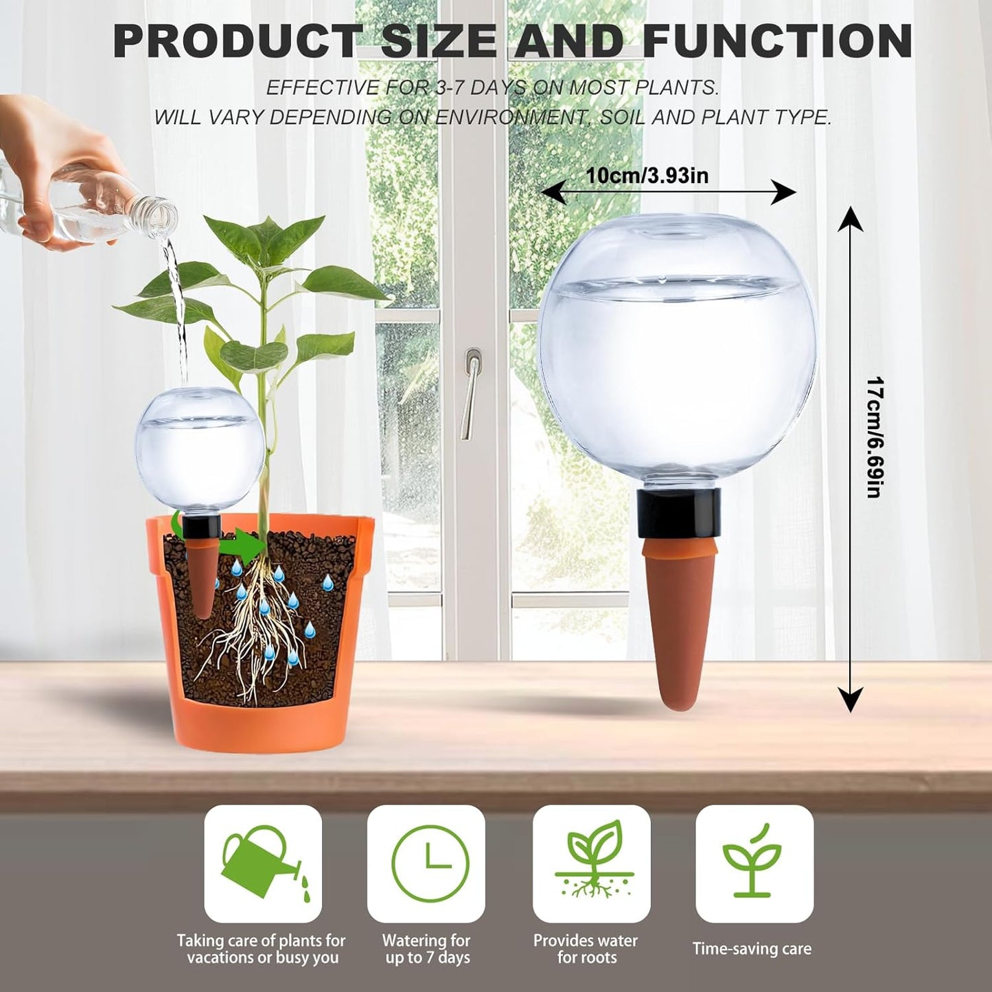 6 Pack Plant Watering Globes 17oz Self Watering Planter Insert Indoor/Outdoor Plant Watering Devices for Automatic Drip Irrigation