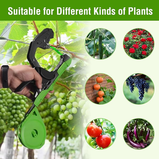 Plant Tying Machine with 20 Rolls Tape,Upgraded Plant Tapener,Quickly Garden Tape Tool,Plant Tape Gun,Vine Tying Tape with 10000pcs Staples Vineyard Garden Tools Set for Grapes, Raspberries, Tomatoes