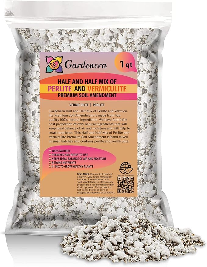 Versatile Perlite and Vermiculite Mix by Gardenera - Tailored for Seedlings, Cuttings, and Bonsai Soil Needs - 1 Quart
