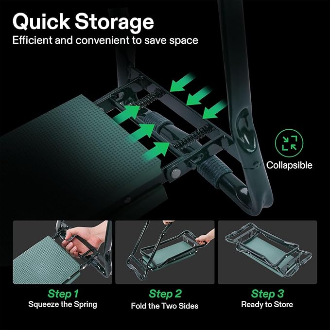 VIVOSUN Garden Kneeler and Seat, 10.9" Wider Foldable Gardening Stool, Heavy Duty Garden Bench, EVA Foam Pad & 2 Tool Bags, Gardening Tools for Women Men Father Mother, Portable Outdoor Garden Tools