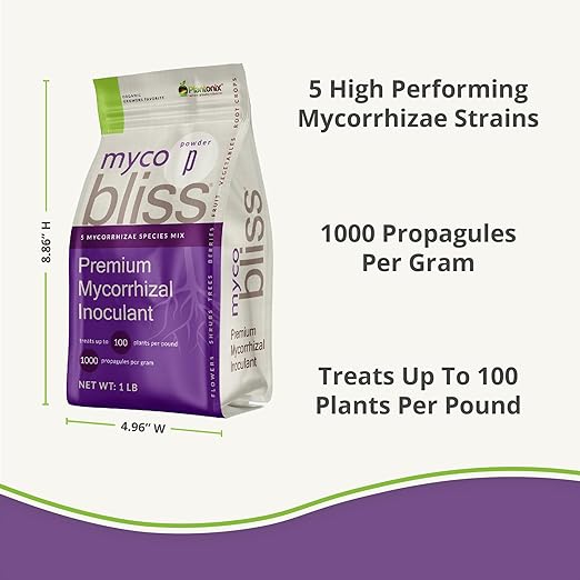 Myco Bliss Powder (20lbs) - Mycorrhizal Fungi for Soil - 5 Strain Mycorrhizal Inoculant with 1000 Propagules Per Gram - Highly Concentrated Mycorrhizae for Plants, Potting Soil, & Garden Soil