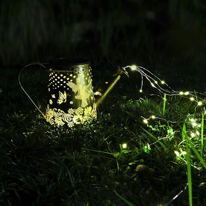 YJFWAL 2 Pack Watering can with Lights, Solar Watering can Lights, Memorial Gifts Garden Decor Outdoor Lanterns Waterproof for Garden Table Patio Yard Pathway Walkway