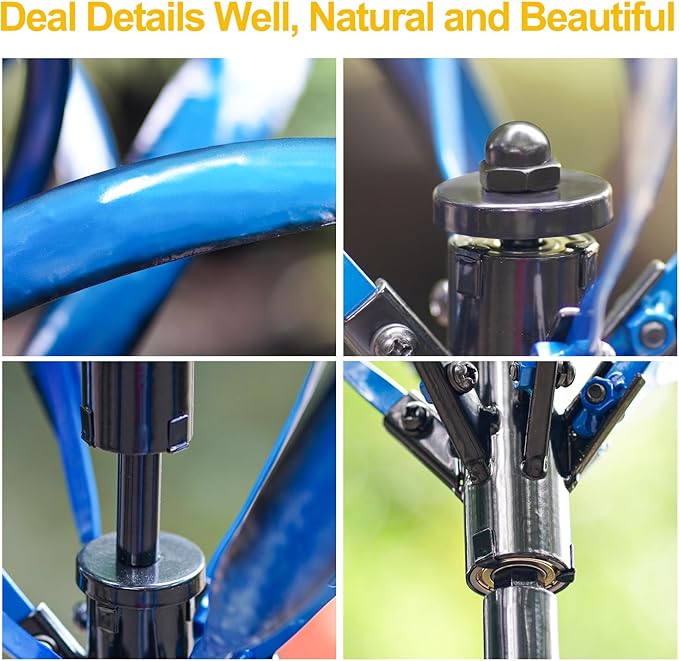 LimeHill Wind Spinner for Yard and Garden - Large Metal Kinetic Wind Sculptures for Outdoor Decorations (Blue Lotus 2)