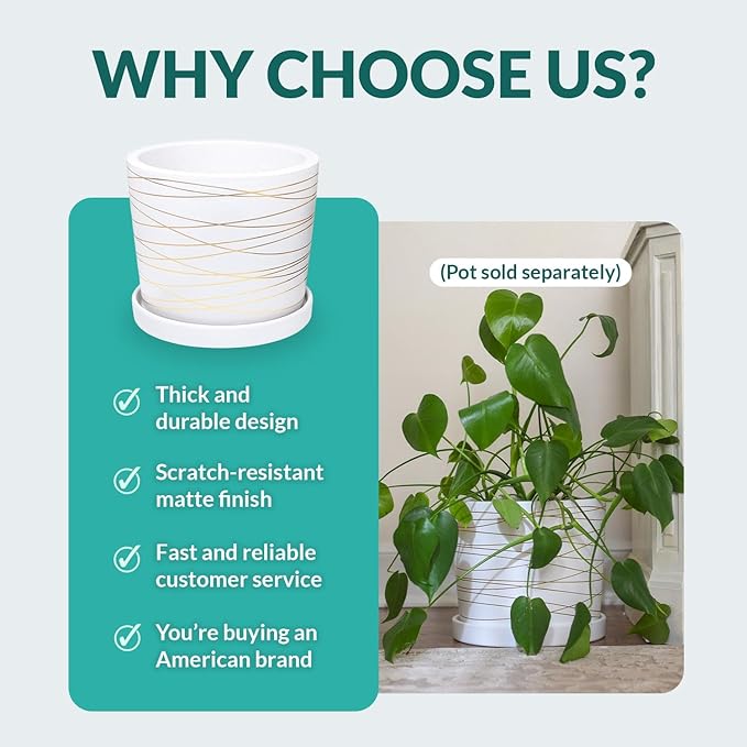 Willowy 2 Pack 9 Inch Matte White Ceramic Plant Drainage Trays, Indoor Use