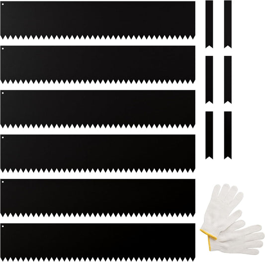 IDZO Black Metal Landscape Edging 8" H, Weather-Resistant Steel Garden Border, Flexible Lawn Barrier, Easy Installation for Flower Beds, Paths, Driveways, and Outdoor Spaces - 6 Pieces