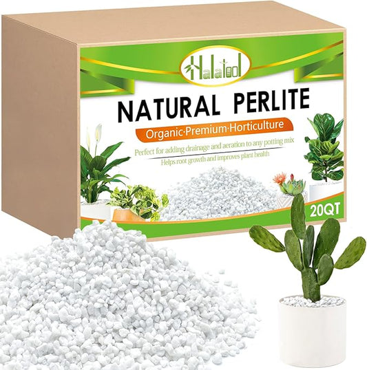 Halatool 20QT Perlite for Plants 3-6 mm Horticultural Organic Perlite Bulk for Gardening Natural Potting Soil Mix Additive for Indoor & Outdoor Planting