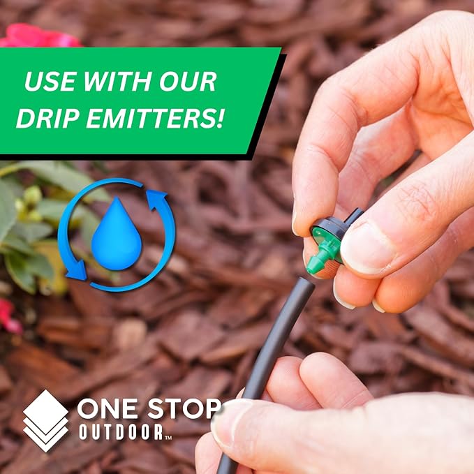 50' ft USA Made Premium 1/4-Inch Drip Irrigation Poly Supply Tubing, for Irrigation Drippers, Drip Emitters, and Drip Systems - Polyethylene (Works with Raindrip, Rainbird & More) (Black 50')