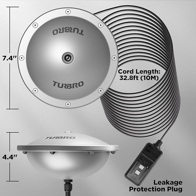 TURBRO Pond De-icer, Floating Pond Heater with 32.8 ft. UL Approved Cord, Full Stainless Steel Casing, GFCI Leakage Protection Plug, for Outdoor Ponds with Fish, 400 Watts, PD400A, Silver