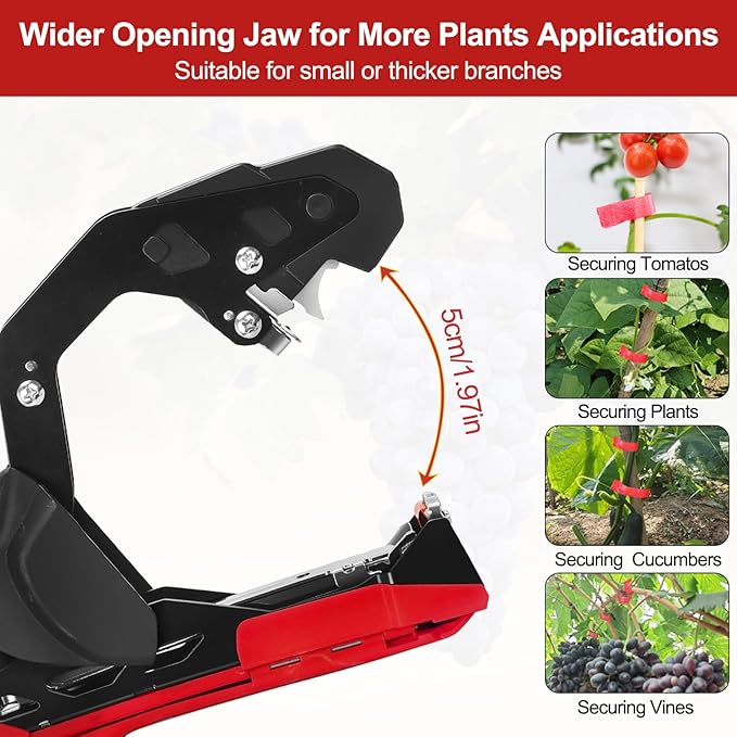 Upgraded Plant Tying Machine Gun to Tie Up Vine Tomatoes and Grapes Quickly Garden Tape Tool for Gardeners Farmers with SK5 Blade Replacement Garden Tapes and Staples