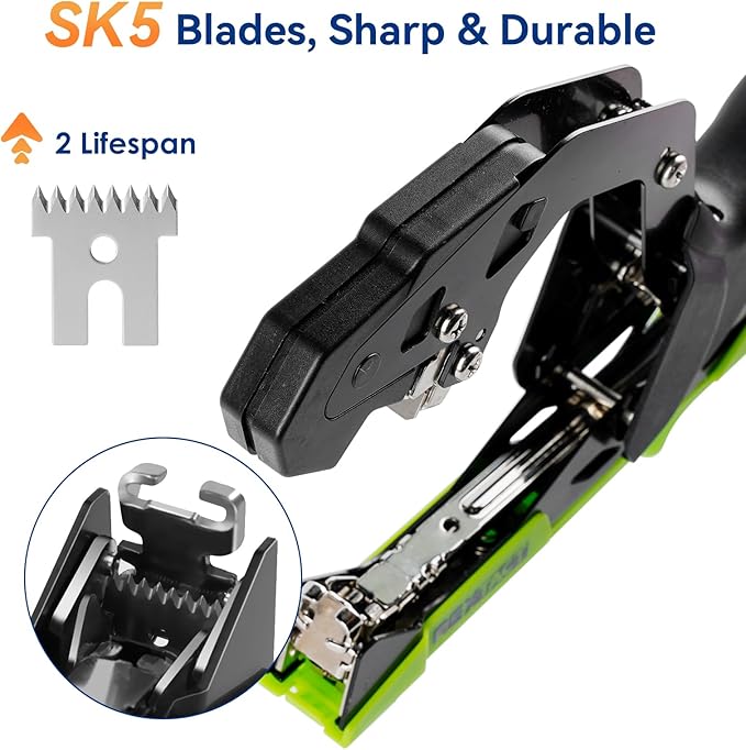 Upgraded Plant Tying Machine, Lightweight Plant Type Gun with 20 Rolls Tapes, 20000Pcs Staples to Tie Up Vine, Plant Tying Tool with SK5 Blade Replacement for Tomato, Cucumber, Grape (Green)