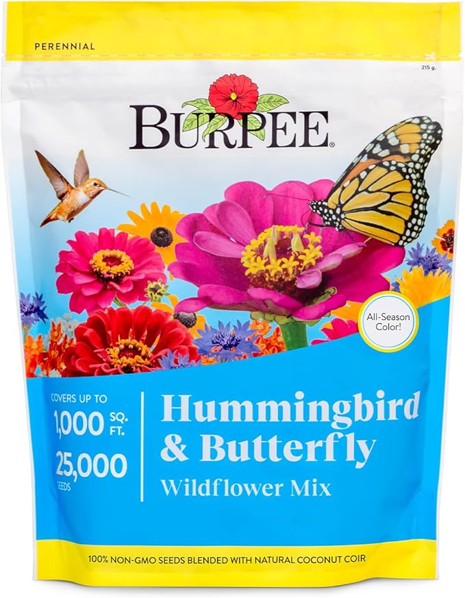 Burpee Wildflower 25,000 Bulk, 1 Bag 18 Varieties of Non-GMO Flower Seeds for Hummingbirds and Butterflies