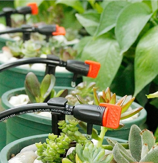 Garden Irrigation Dripper, 30 Pack Adjustable Drip Emitters Garden Succulent Watering Dripper Sprinkler for 4mm/7mm Hose for Home Succulents Plants Lawn Flower Irrigation System