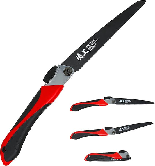 KAKURI Japanese Pull Saw Folding for Metal Cutting & PVC Cutting 8-1/4", Foldable Hand Saw for Aluminum, Brass, Soft Iron, Plastic, Pipe, Razor Sharp Japanese Steel Blade, Made in JAPAN