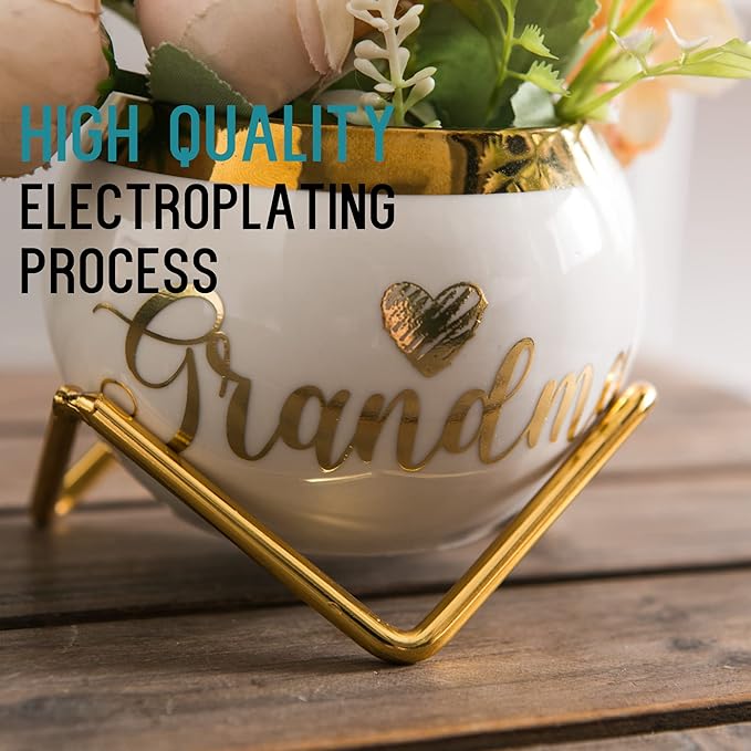 PeraBella Grandma Gifts, Gifts for Grandma Birthday Gifts, Thoughtful Gifts for Grandma, Grandmother Gifts Ideas - 3 Succulent Pots