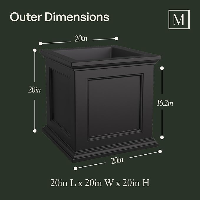 Mayne 5825W Fairfield Patio Planter, White, 20-Inch