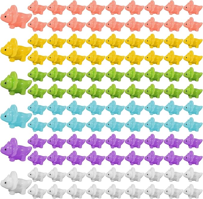 Soaoo 120 Pcs Mini Dinosaur Figures Mini Resin Dinosaur Figures Tiny Resin Animals Miniature Fairy Figurines Cute Micro for Ornaments DIY Fairy Miniature Garden Moss Landscape Craft for Home Decor