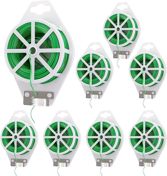 8 Pack Twist Tie 2624 Feet Green Garden Plant Ties with Cutter, Reusable Green Twist Ties for Gardening Plants Growth and Care, Office Home Cable Organization
