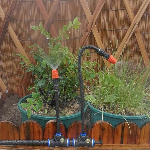 Drip Irrigation System,Automatic Irrigation System With Replaceable 360-degree Bending.Orange Atomization Nozzle For Watering System For Garden Plant.